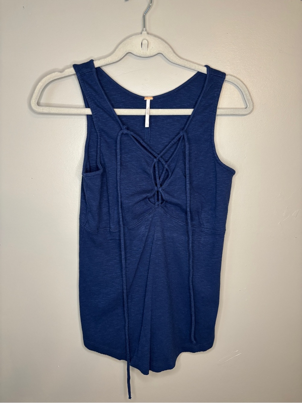 Free People Navy Blue Lace-Up Tank Top